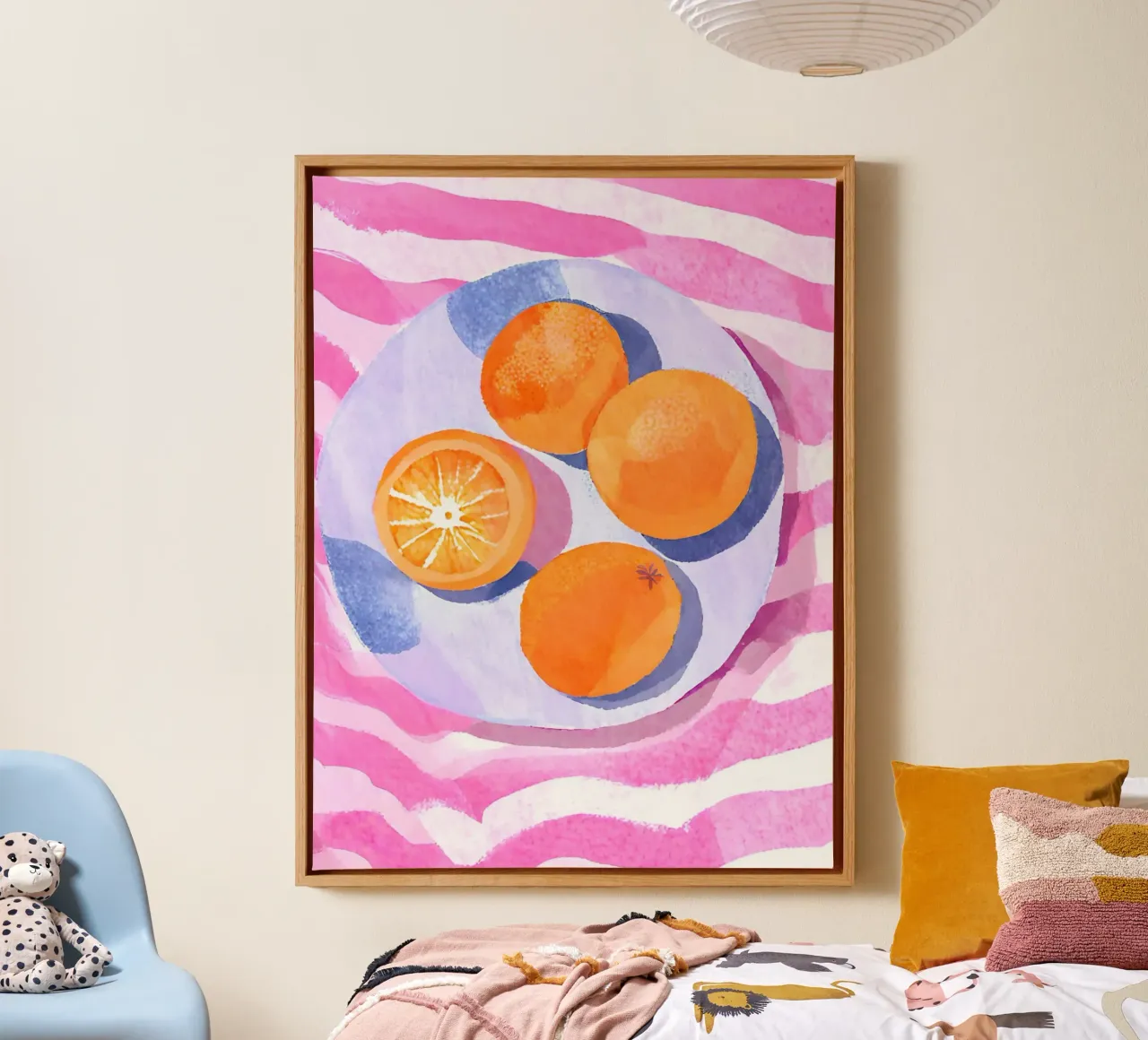 Orangen auf Teller tela con Cornice a cassetta da Ohkimiko