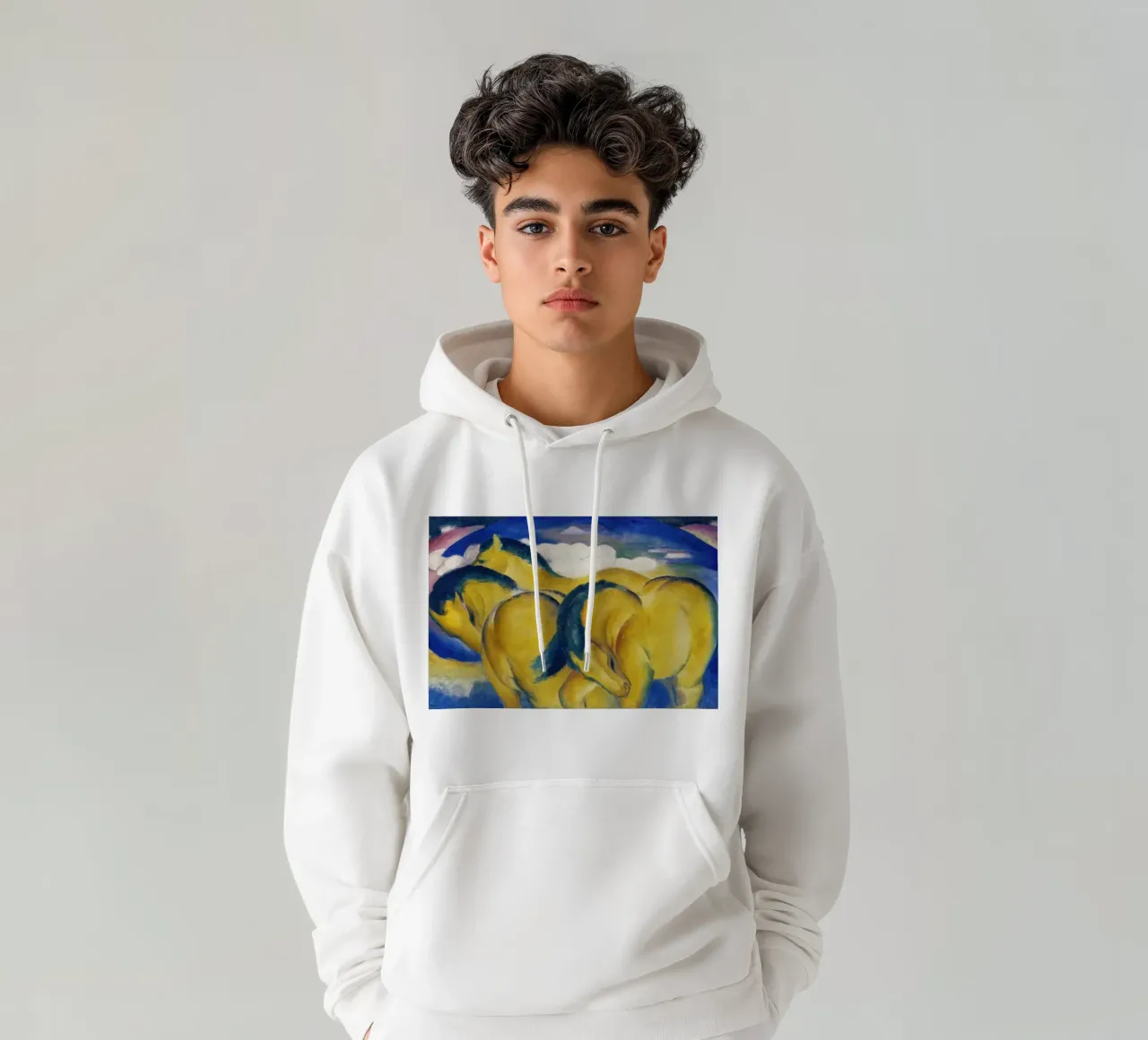 Franz Marc - Piccoli cavalli gialli felpa con cappuccio da ARTOTHEK