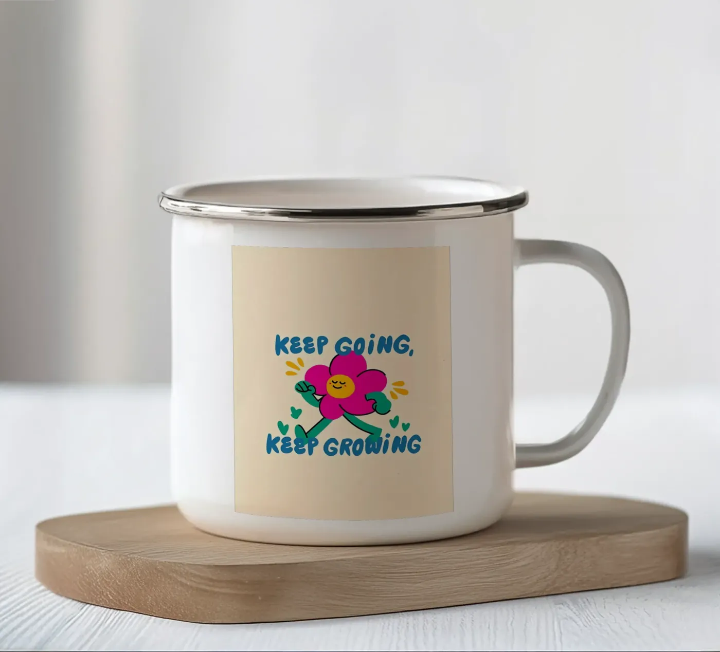 Keep going enamel mug by Manh beo