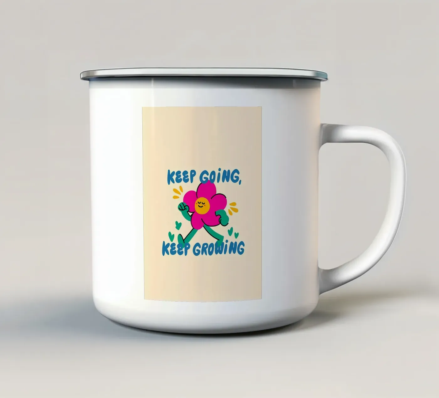 Keep going enamel mug by Manh beo