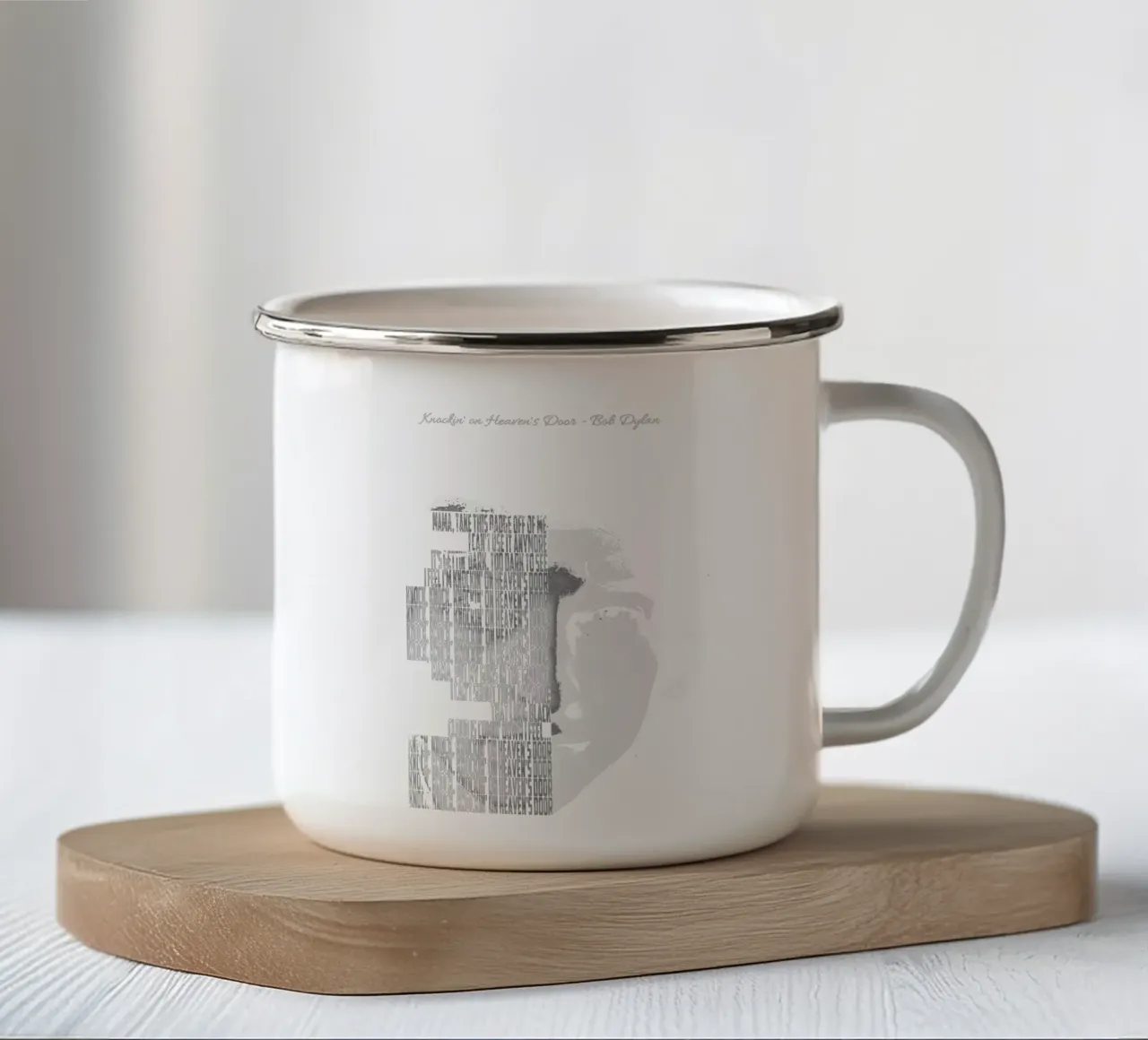Bussare alla porta del cielo tazza in smalto da Gunawan Rb