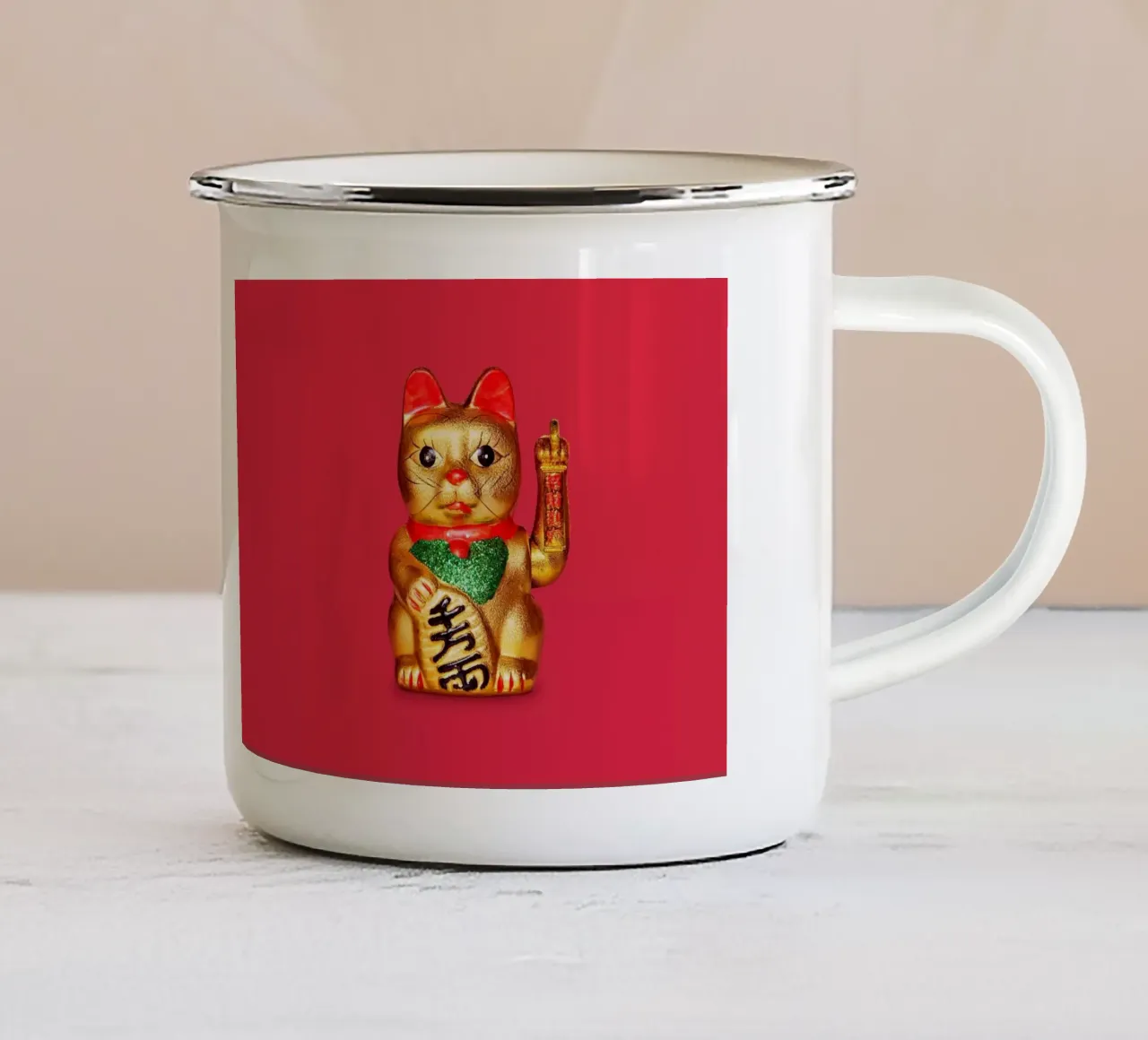 Gatto fortunato tazza in smalto da 360brain