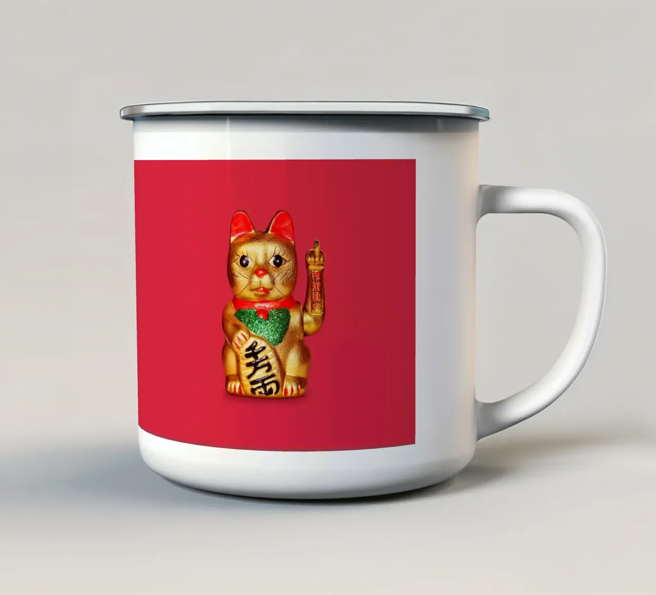 Gatto fortunato tazza in smalto da 360brain