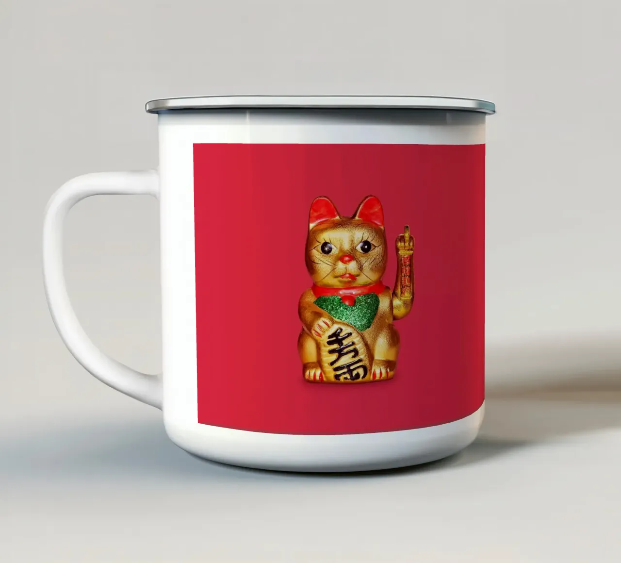 Gatto fortunato tazza in smalto da 360brain