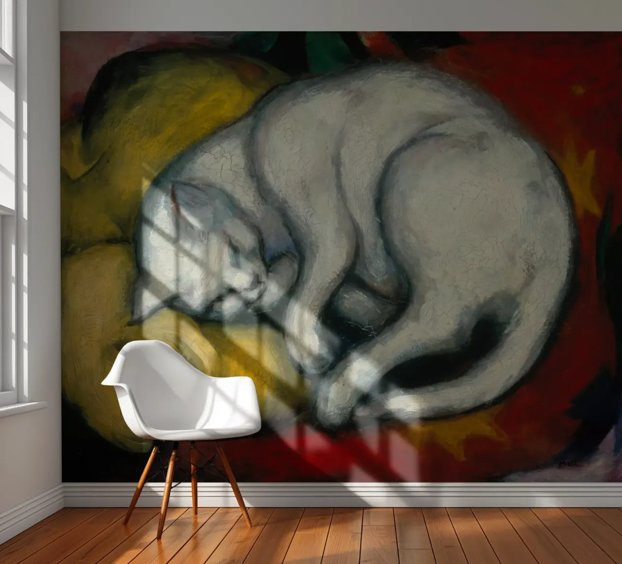 Franz Marc - Weiße Katze Fototapete von ARTOTHEK