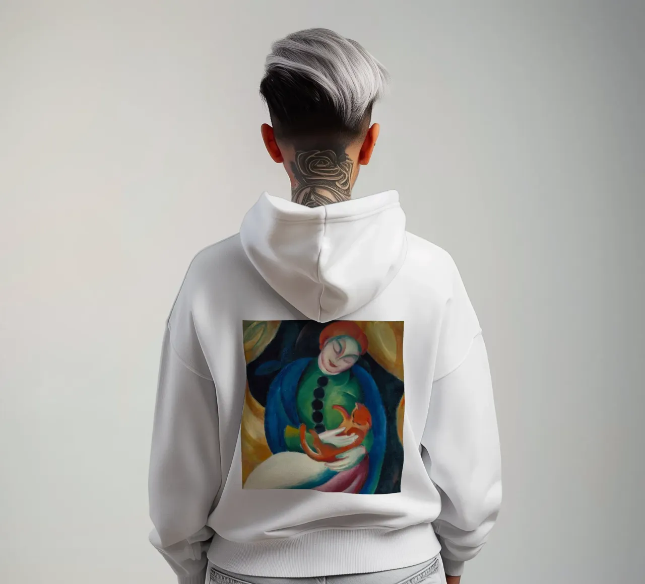 Franz Marc - Ragazza con gatto felpa con cappuccio da ARTOTHEK