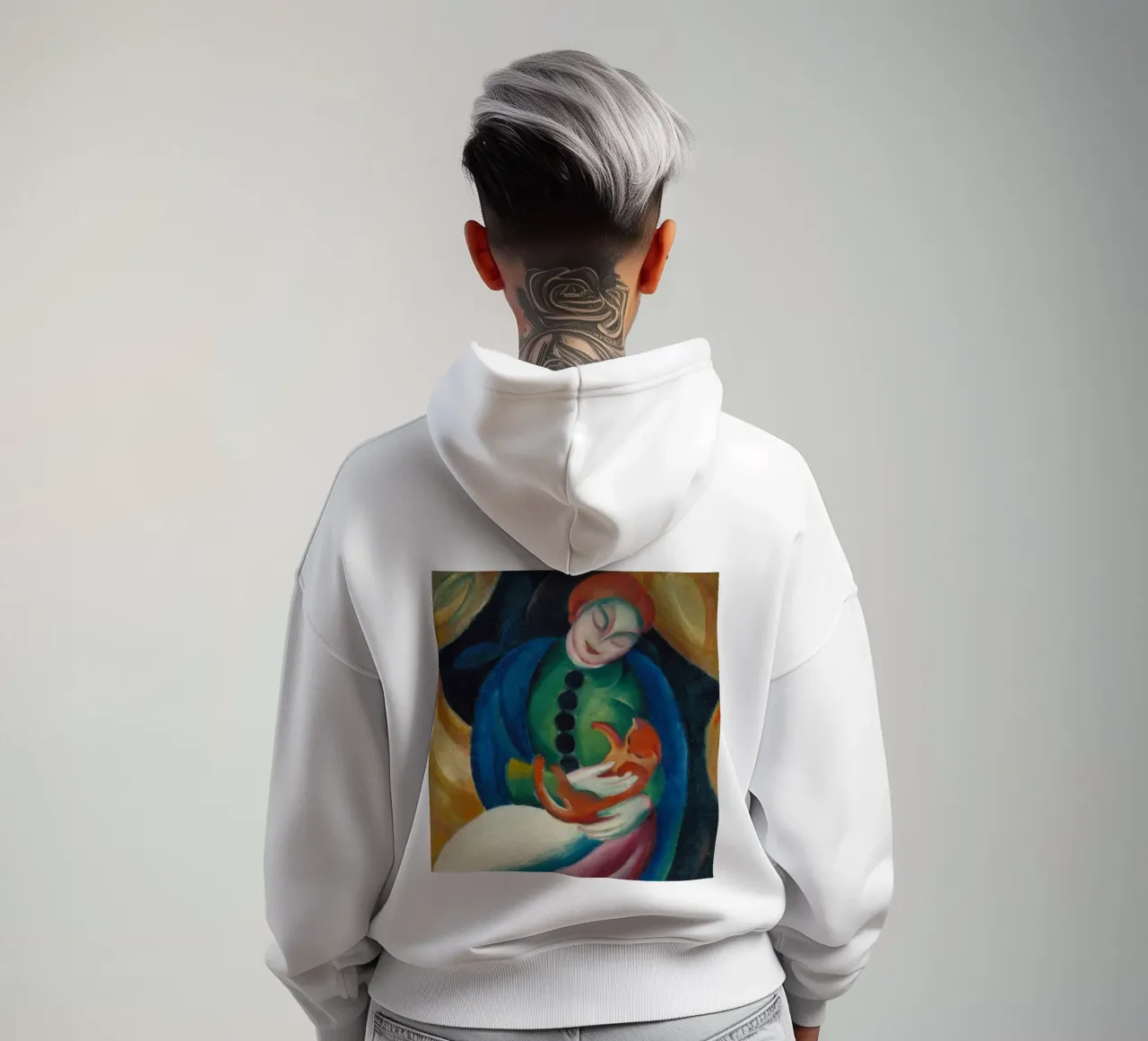Franz Marc - Ragazza con gatto felpa con cappuccio da ARTOTHEK