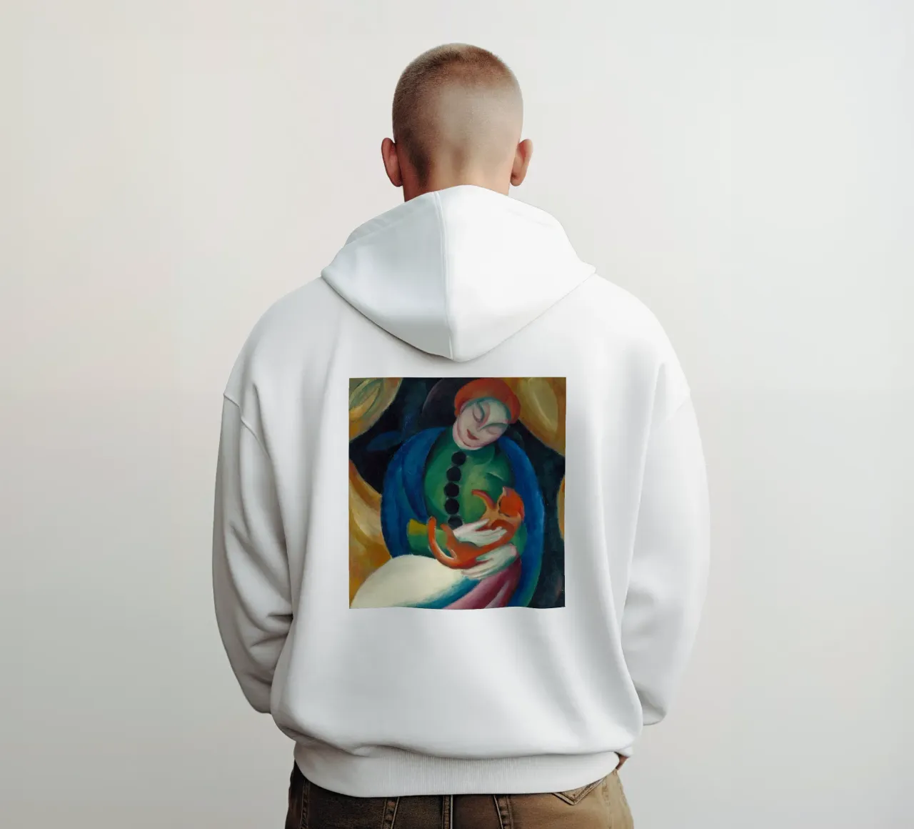 Franz Marc - Ragazza con gatto felpa con cappuccio da ARTOTHEK