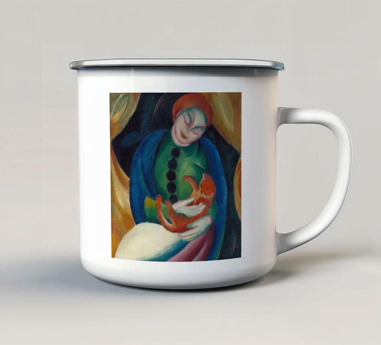 Franz Marc - Ragazza con gatto tazza in smalto da ARTOTHEK