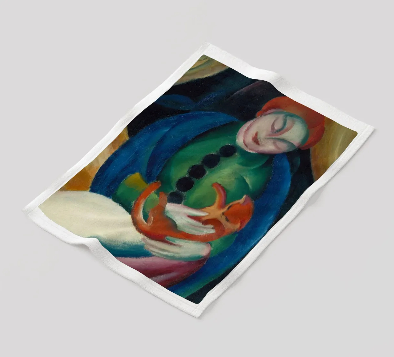 Franz Marc - Ragazza con gatto coperta in pile da ARTOTHEK