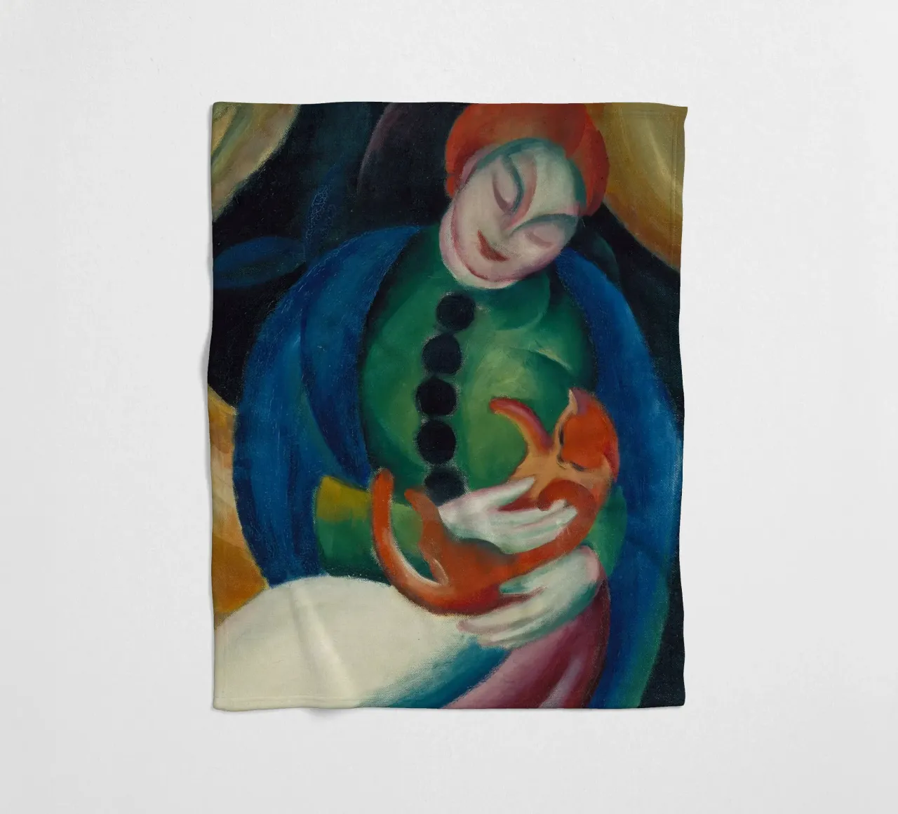 Franz Marc - Ragazza con gatto coperta in pile da ARTOTHEK