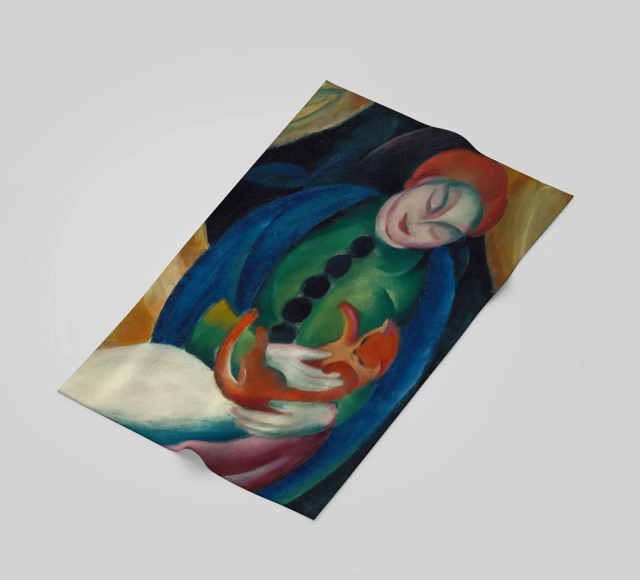 Franz Marc - Chica con gato toalla de playa de ARTOTHEK