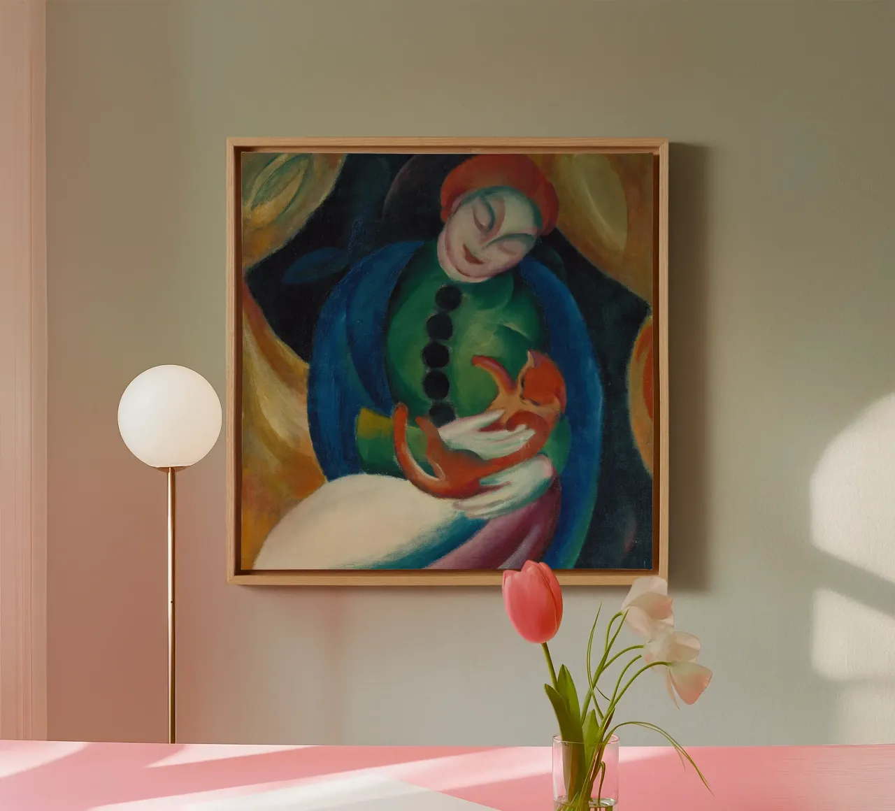 Franz Marc - Ragazza con gatto tela con Cornice a cassetta da ARTOTHEK