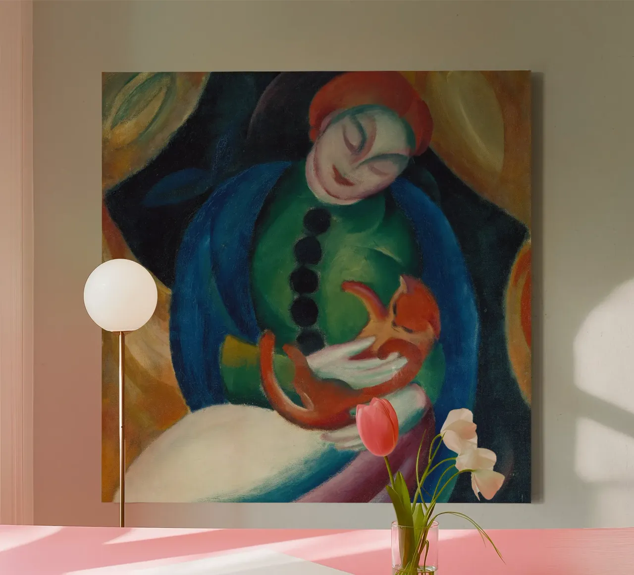 Franz Marc - Ragazza con gatto tela con Cornice a cassetta da ARTOTHEK