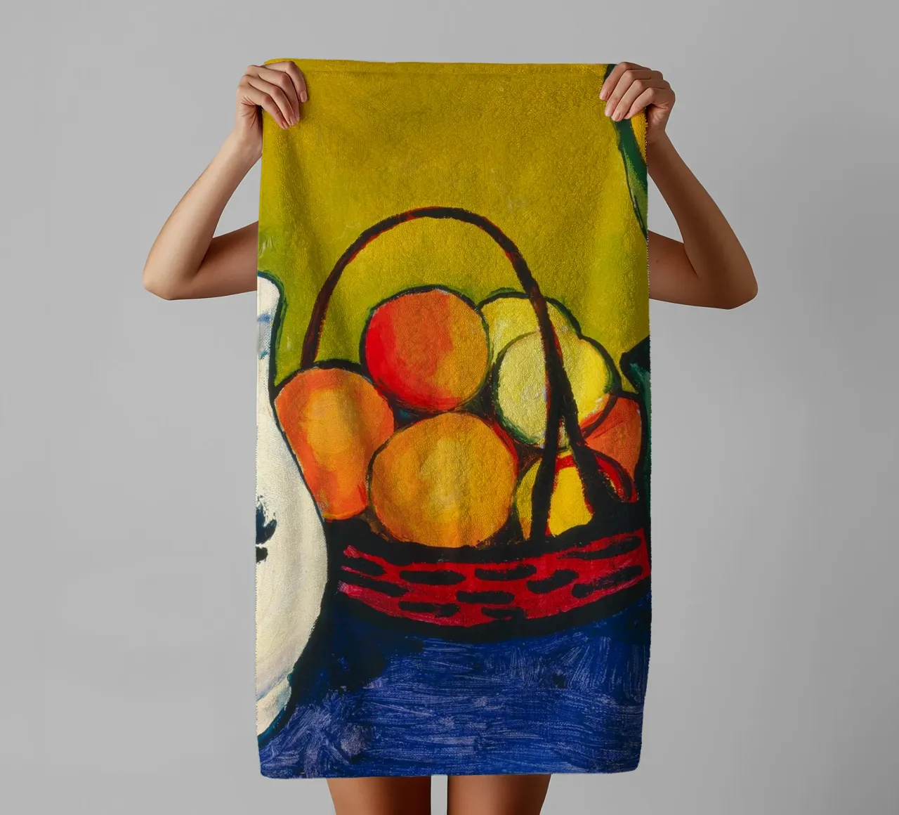 Franz Marc - Brocca bianca con fiori e frutta asciugamano da bagno da ARTOTHEK