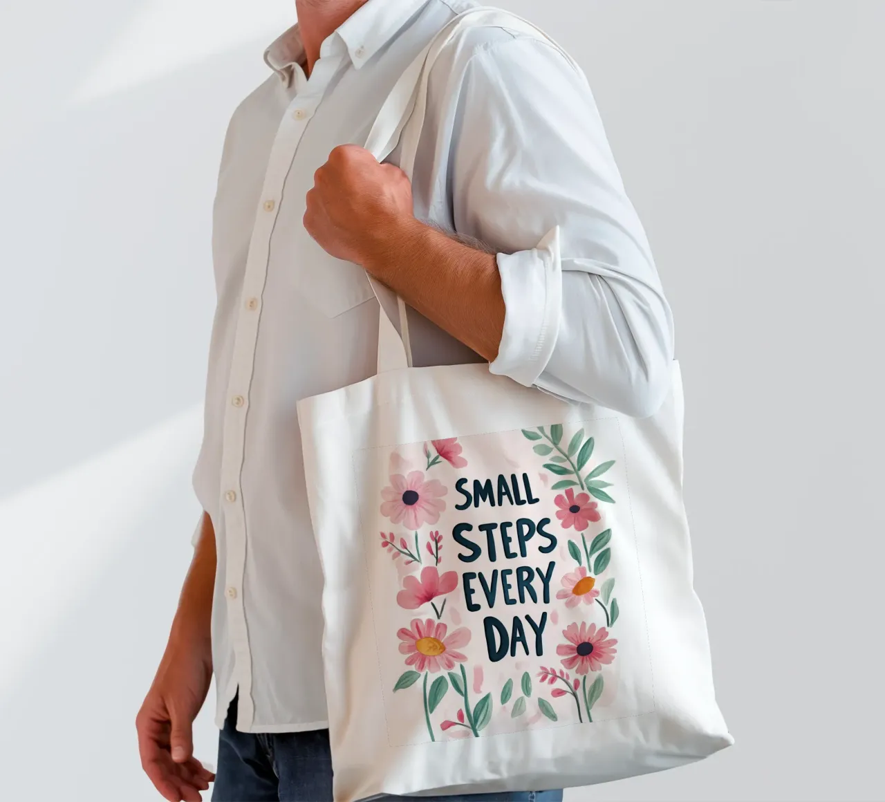 Small Steps Every Day borsa in juta da treechild