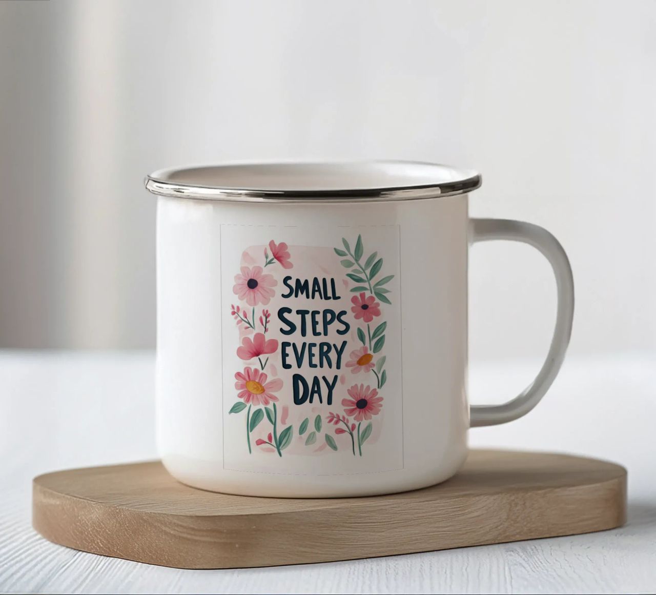Small Steps Every Day tazza in smalto da treechild