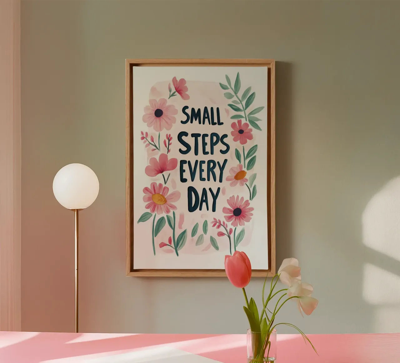 Small Steps Every Day tela con Cornice a cassetta da treechild