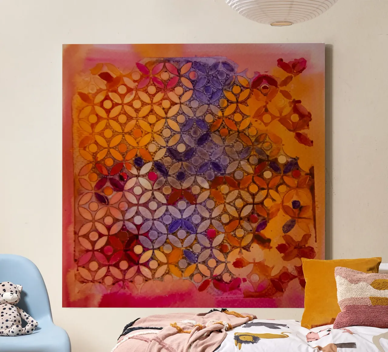 Astratto arancione rosa e viola tela con Cornice a cassetta da Teresa André