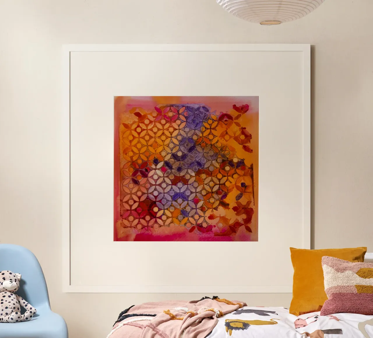 Astratto arancione rosa e viola poster con telaio in plastica da Teresa André