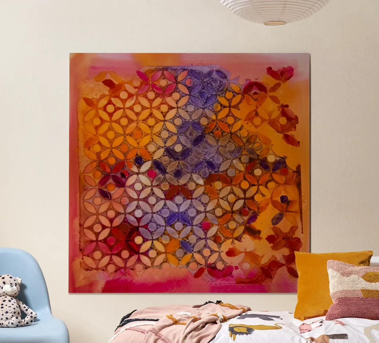 Astratto arancione rosa e viola poster con telaio in plastica da Teresa André