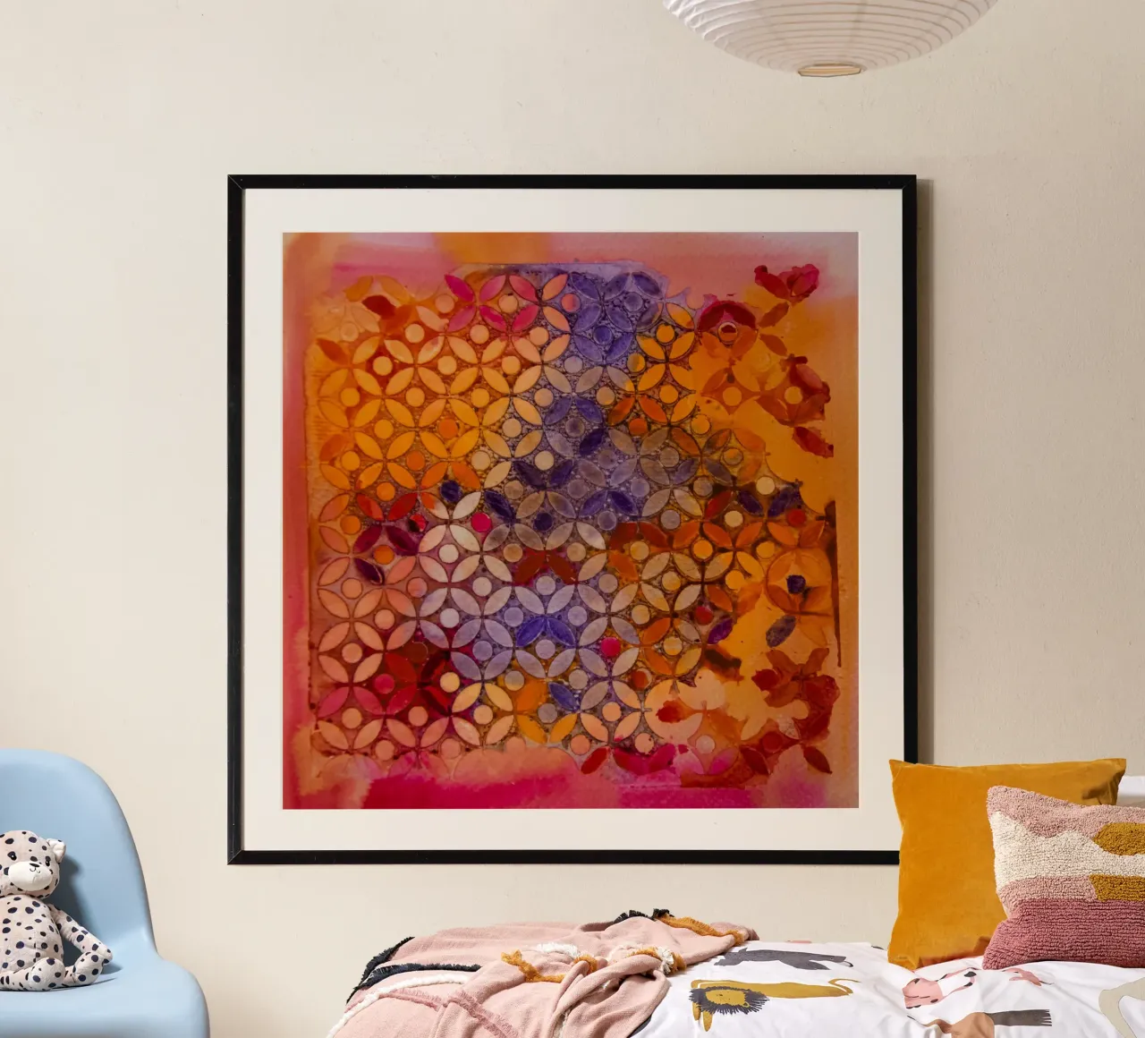 Astratto arancione rosa e viola poster con telaio in plastica da Teresa André