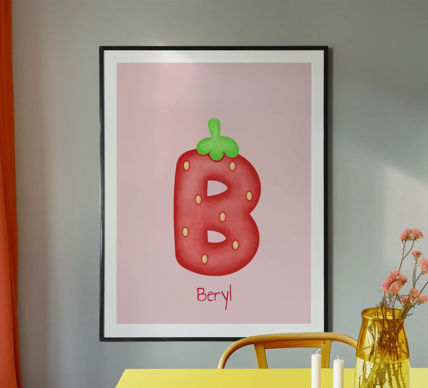 Strawbery B poster van ilustration sofia doyle