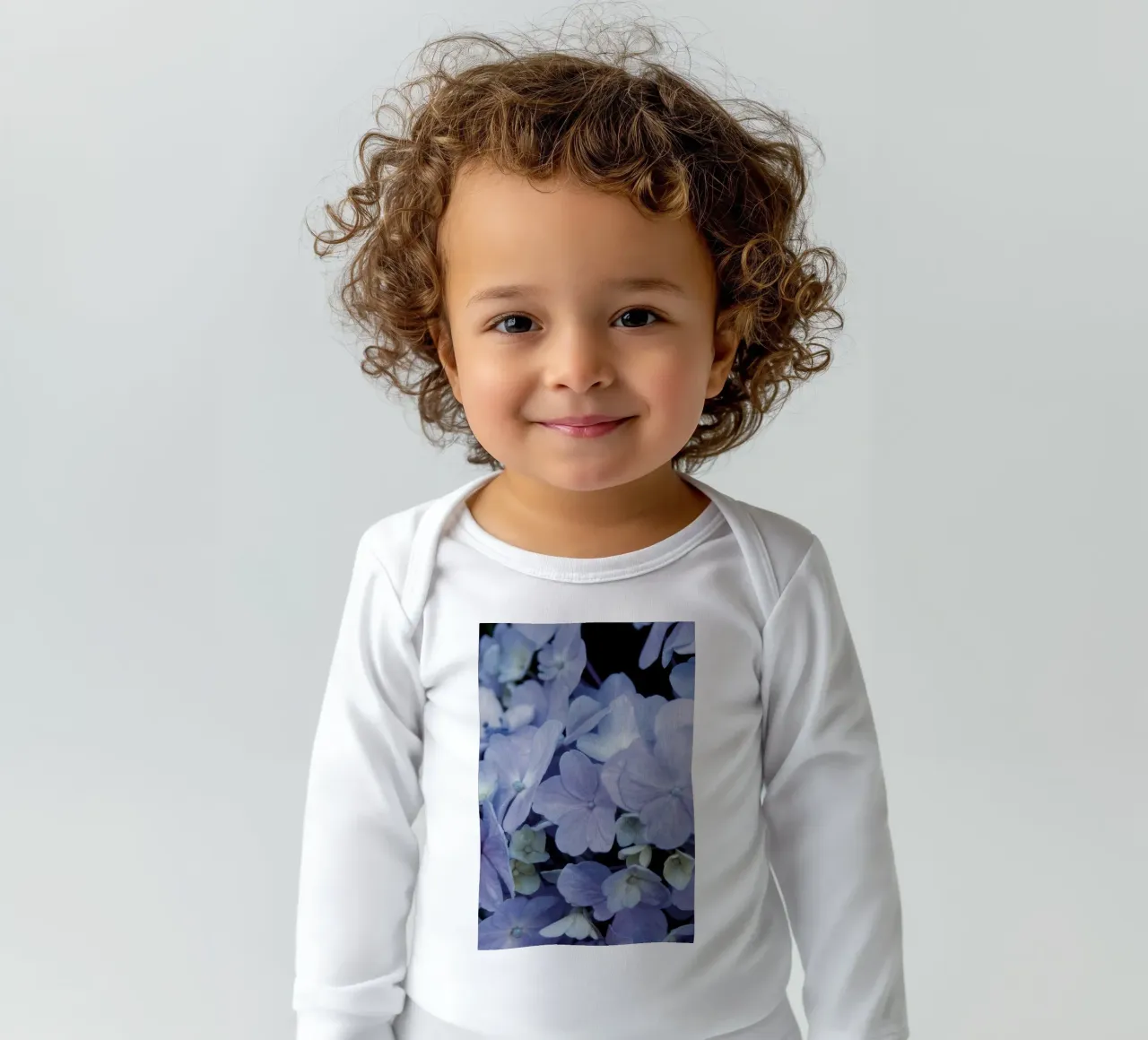 Hydrangeas long-sleeve baby romper by Neige Nature Capture