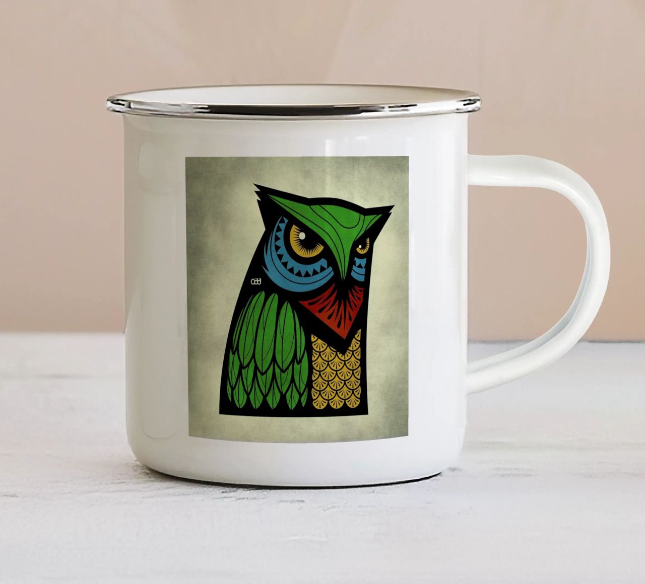 Owl tazza in smalto da Oscar Odd Diodoro