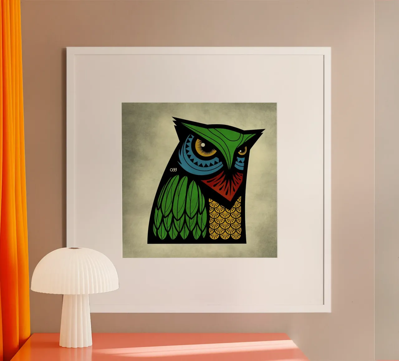 Owl poster con telaio in legno da Oscar Odd Diodoro