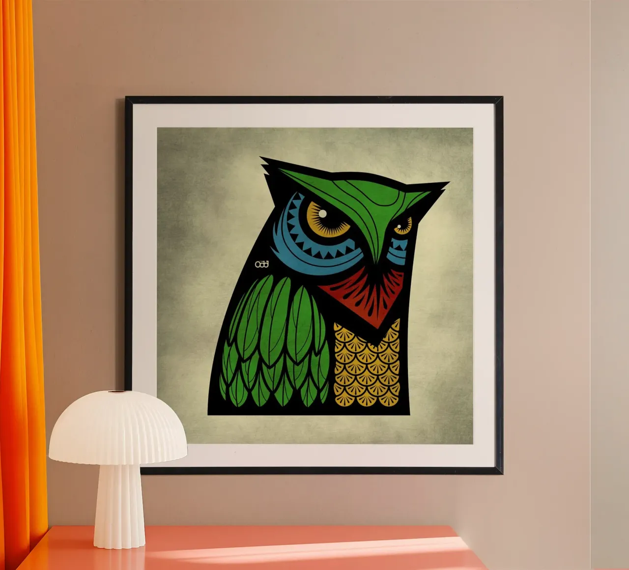 Owl poster con telaio in legno da Oscar Odd Diodoro
