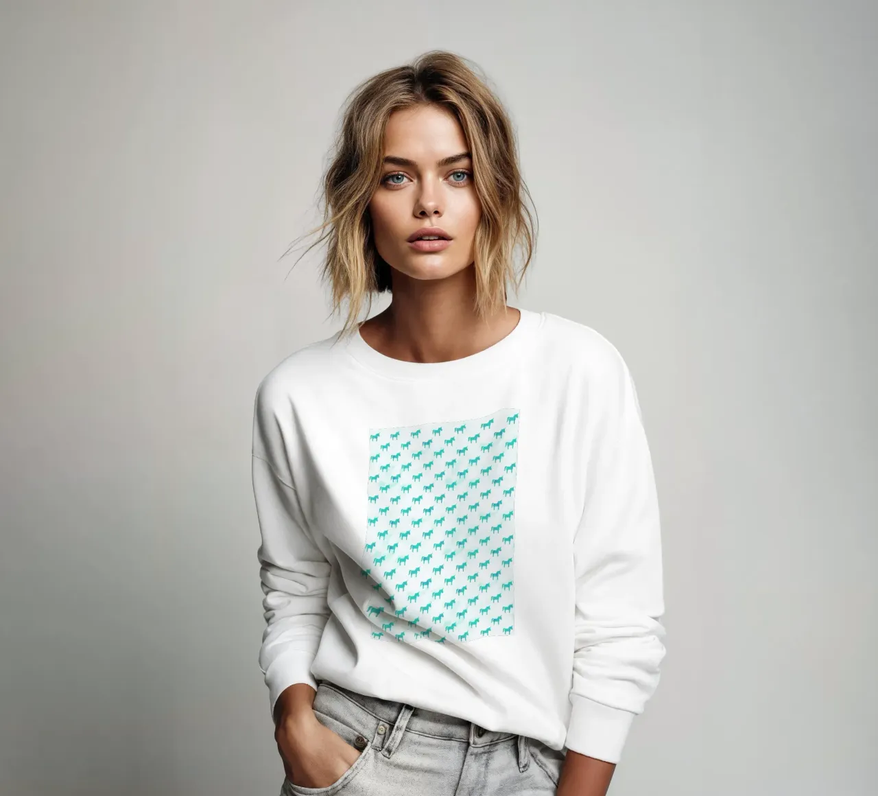 Unicorn Party Aqua sweatshirt by Leah Flores