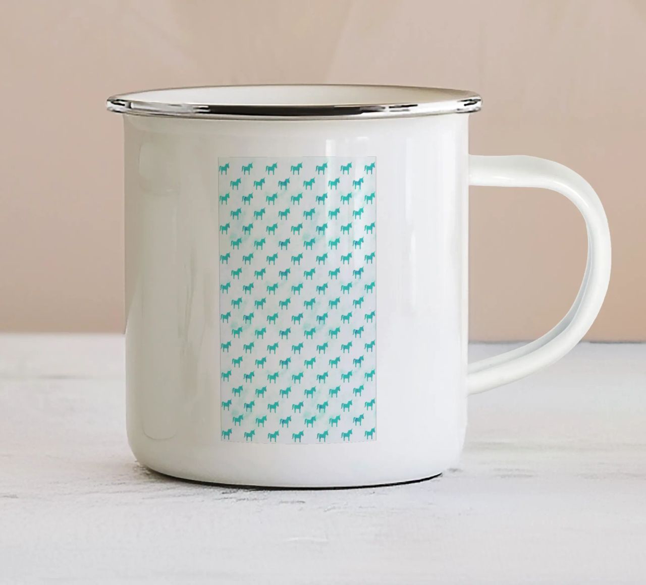 Unicorn Party Aqua tazza in smalto da Leah Flores
