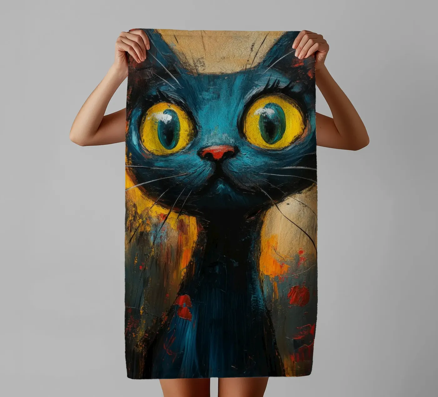 Kat badhanddoek van Art Unleashed