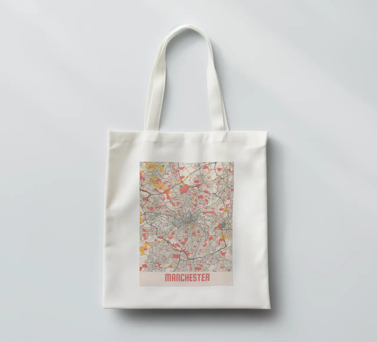Manchester a fuoco - Elegante mappa della città in un design d'autore borsa in juta da MOOODZART