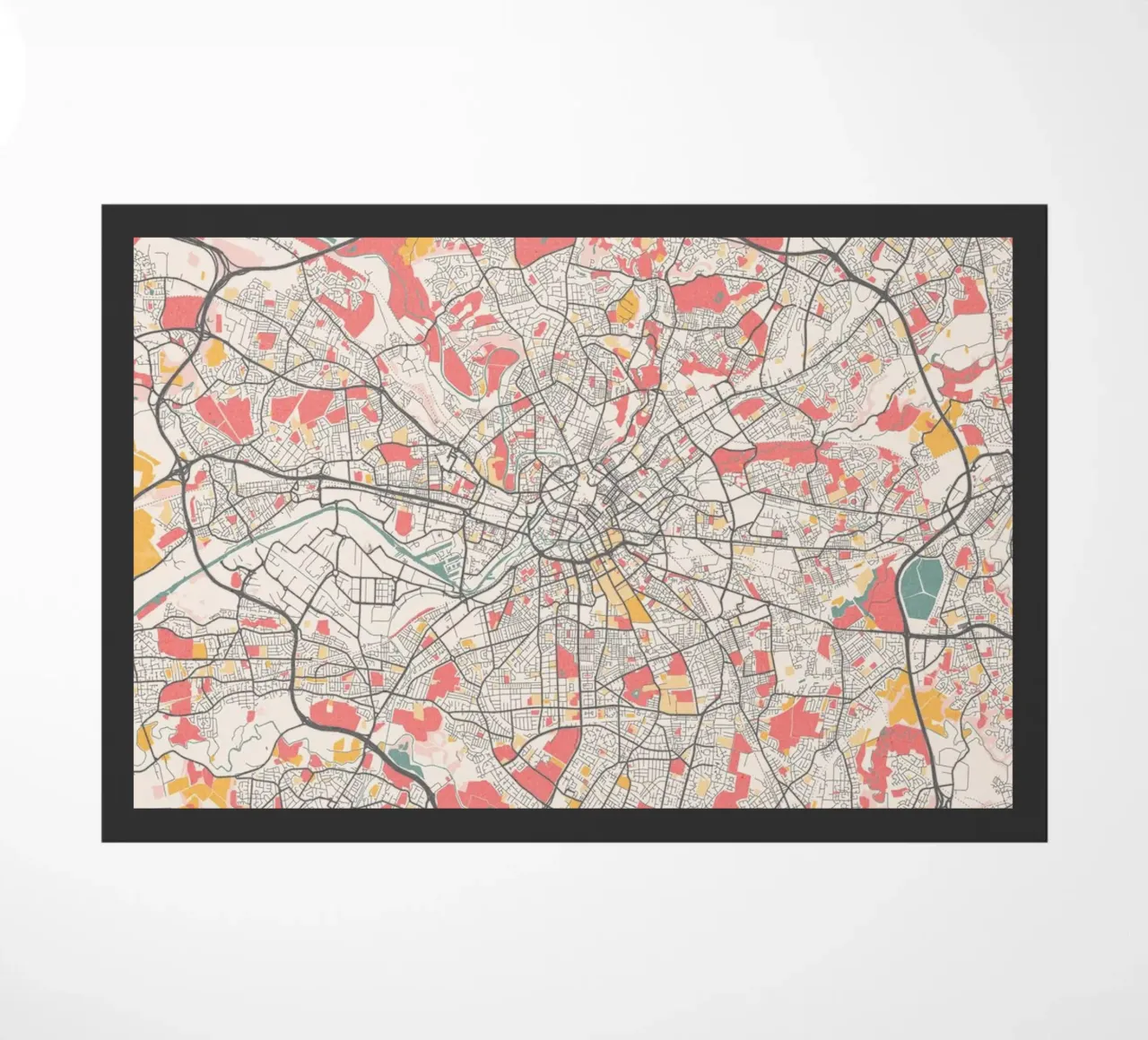 Manchester a fuoco - Elegante mappa della città in un design d'autore zerbino da MOOODZART