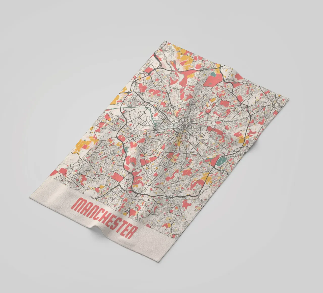 Manchester a fuoco - Elegante mappa della città in un design d'autore telo mare da MOOODZART
