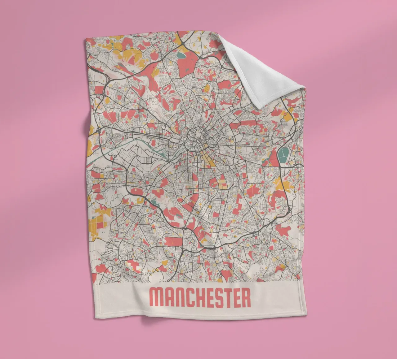 Manchester a fuoco - Elegante mappa della città in un design d'autore coperta in pile da MOOODZART