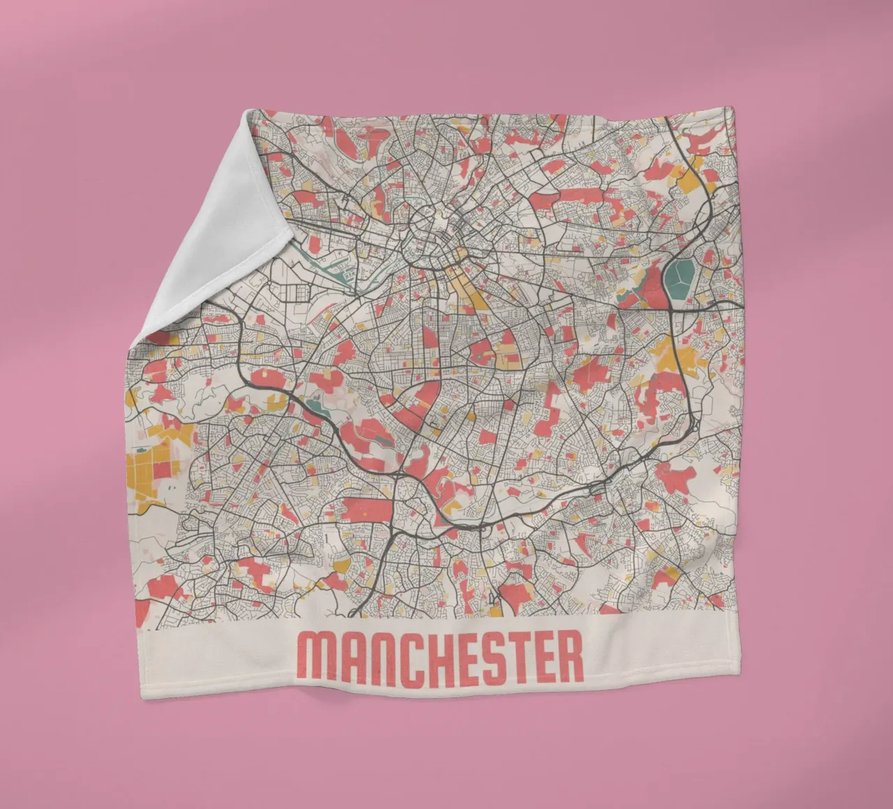 Manchester a fuoco - Elegante mappa della città in un design d'autore coperta in pile da MOOODZART