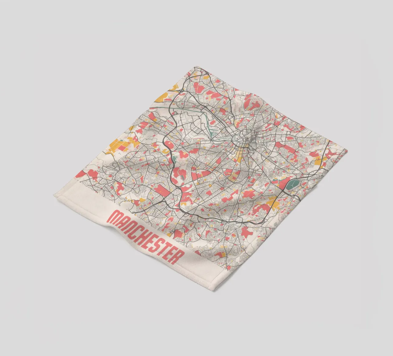 Manchester a fuoco - Elegante mappa della città in un design d'autore coperta in pile da MOOODZART