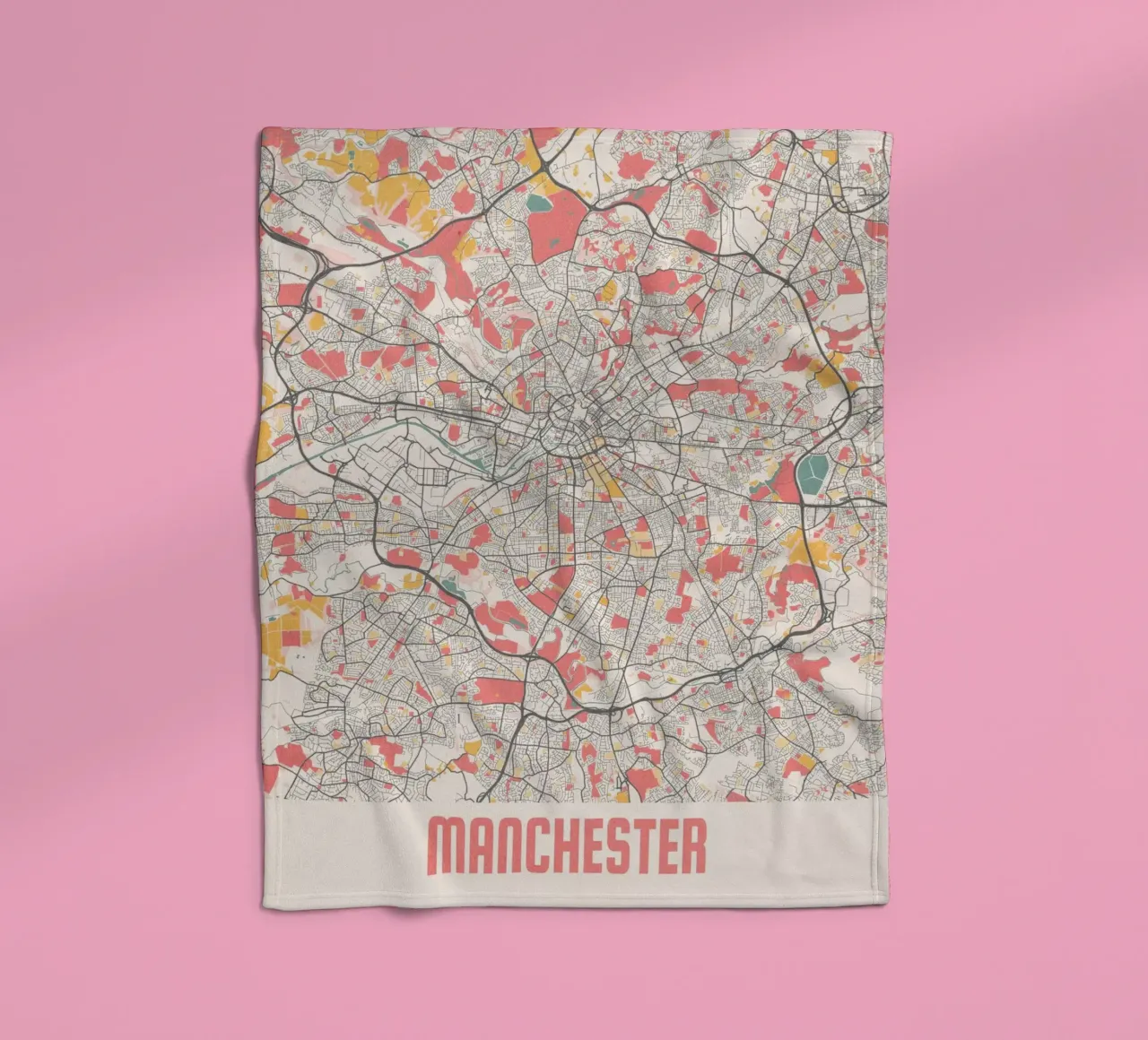 Manchester a fuoco - Elegante mappa della città in un design d'autore coperta in pile da MOOODZART
