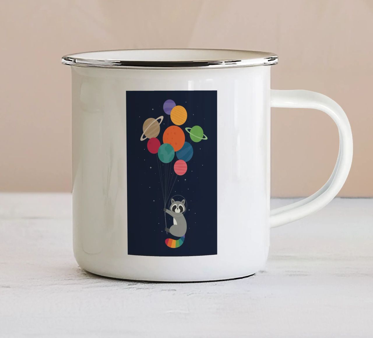 Procione spaziale tazza in smalto da Andy Westface