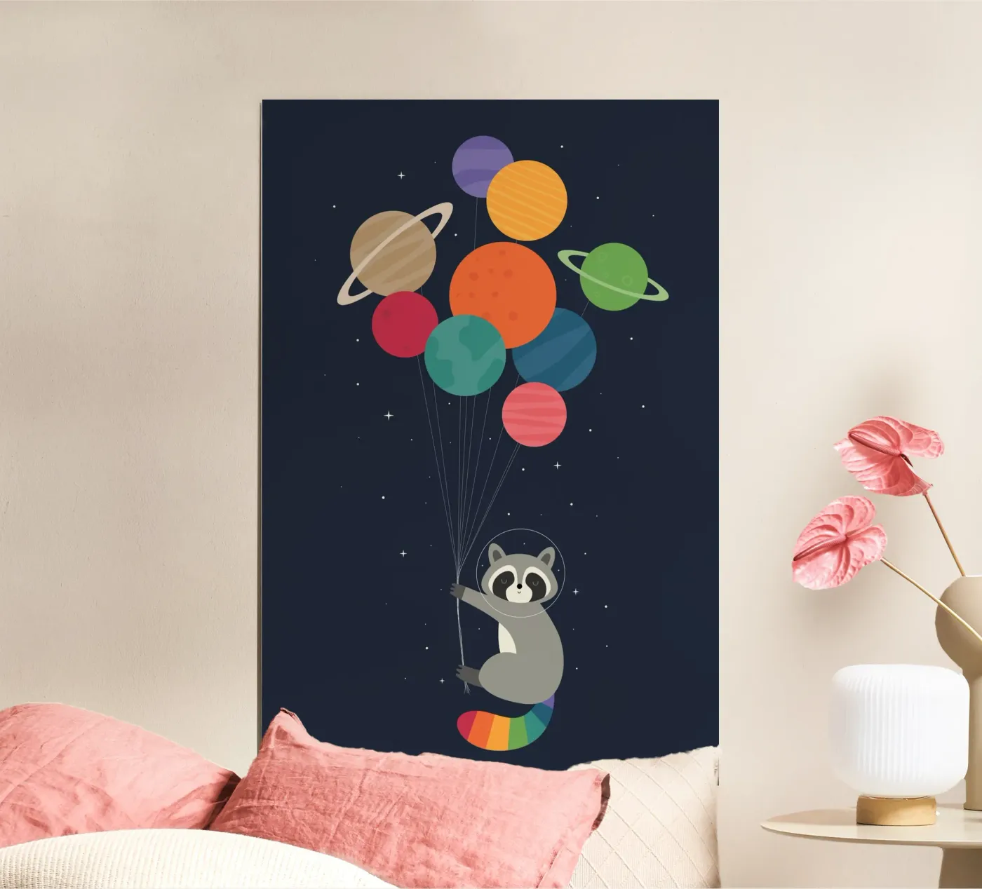 Weltraum-Waschbär Poster mit Kunststoffrahmen von Andy Westface