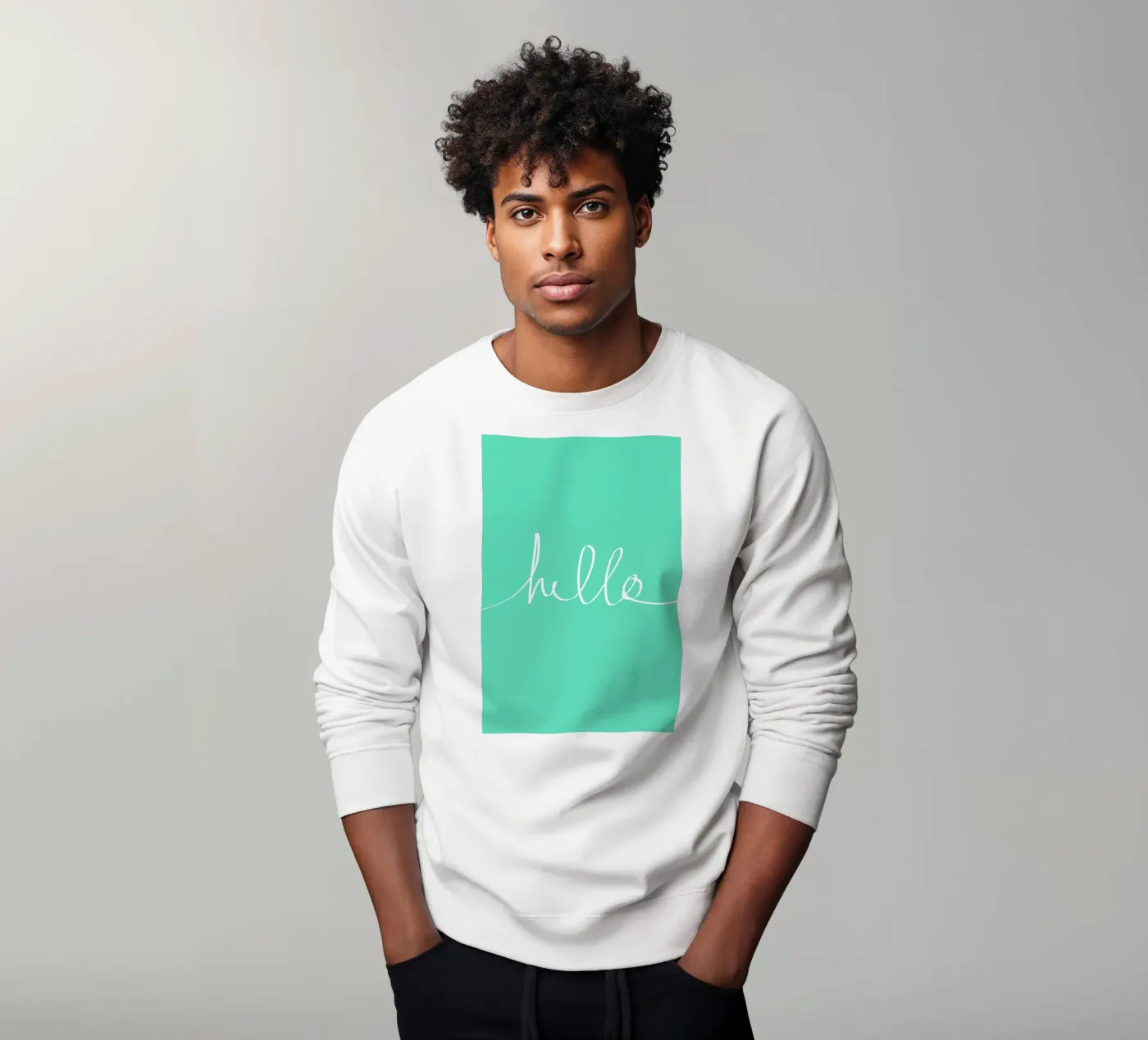 Hello Mint sweatshirt by Leah Flores