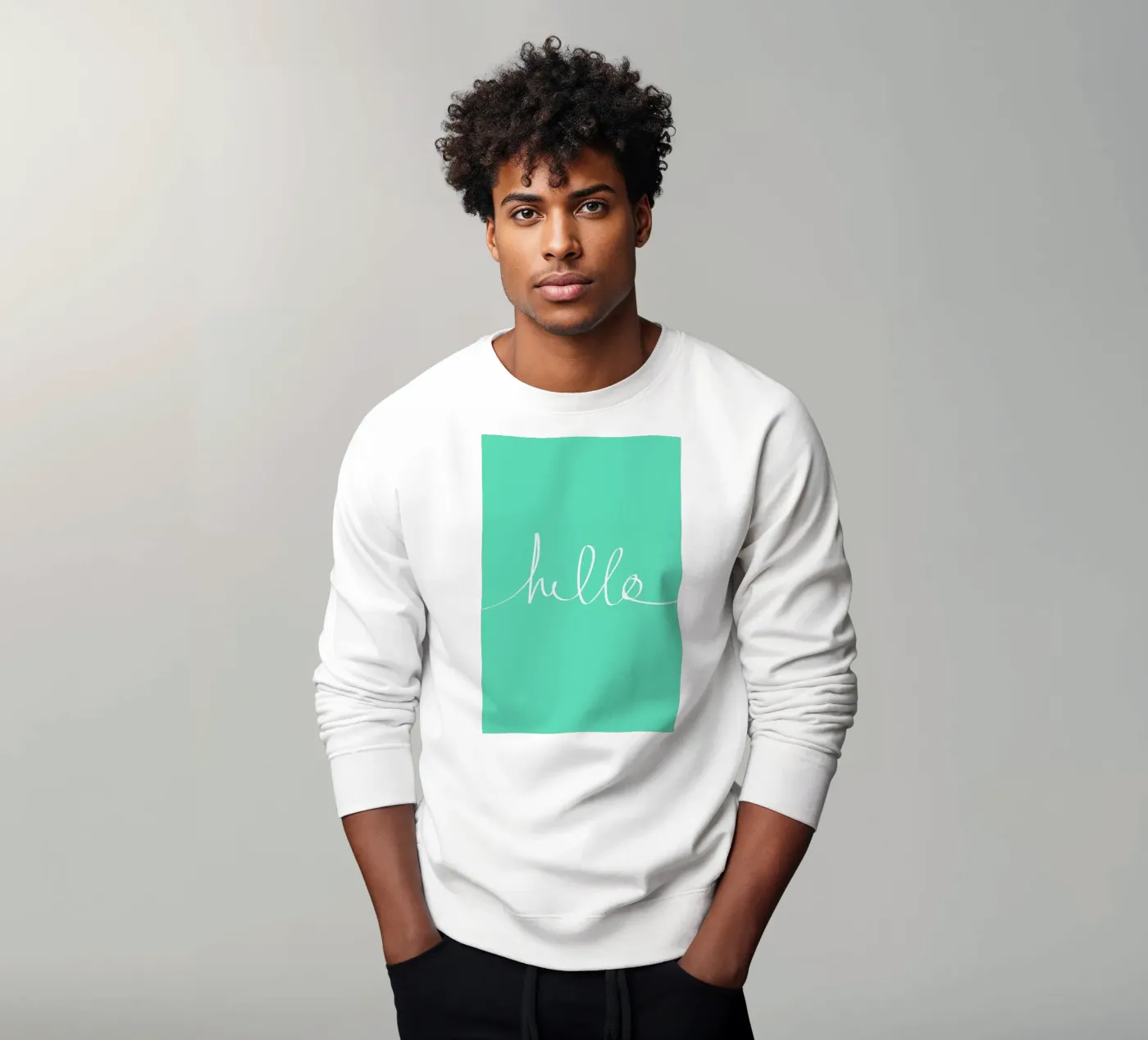 Hello Mint sweatshirt by Leah Flores