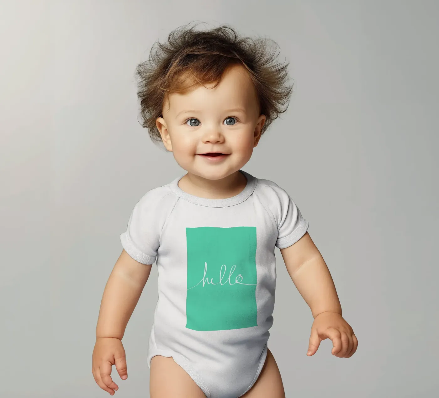Hello Mint Kurzarm Babybody von Leah Flores