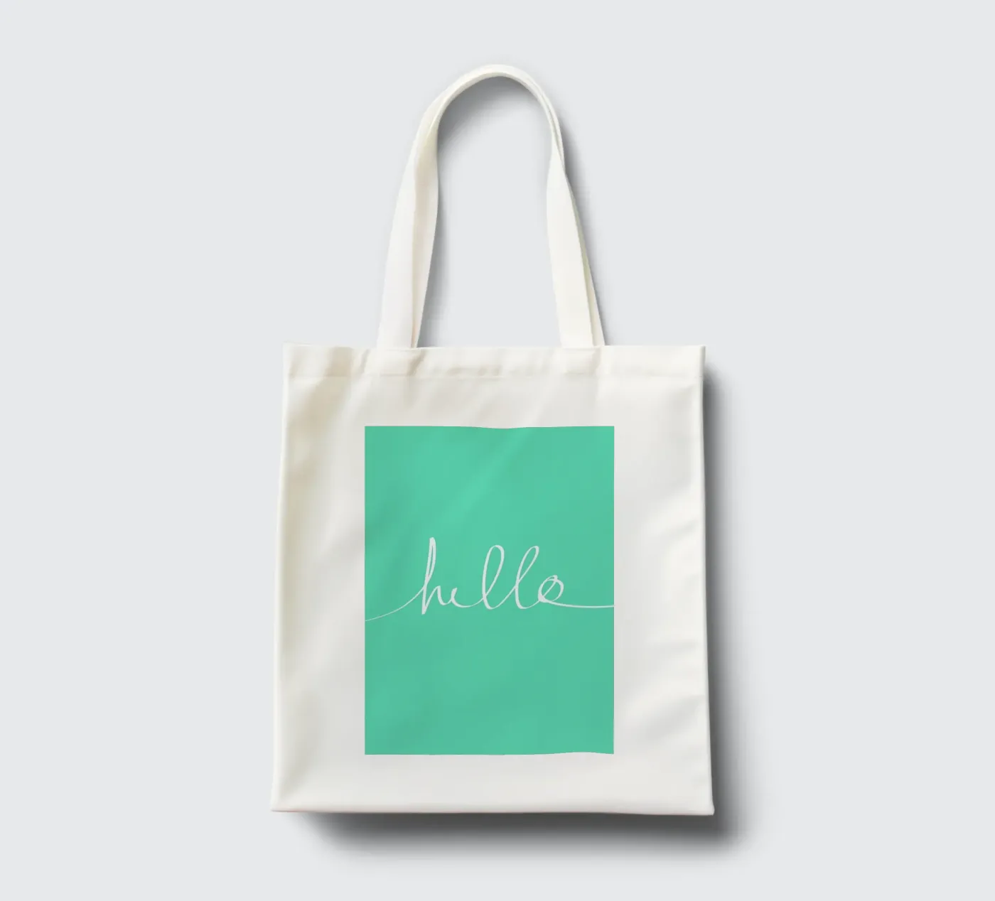 Hello Mint tote bag by Leah Flores