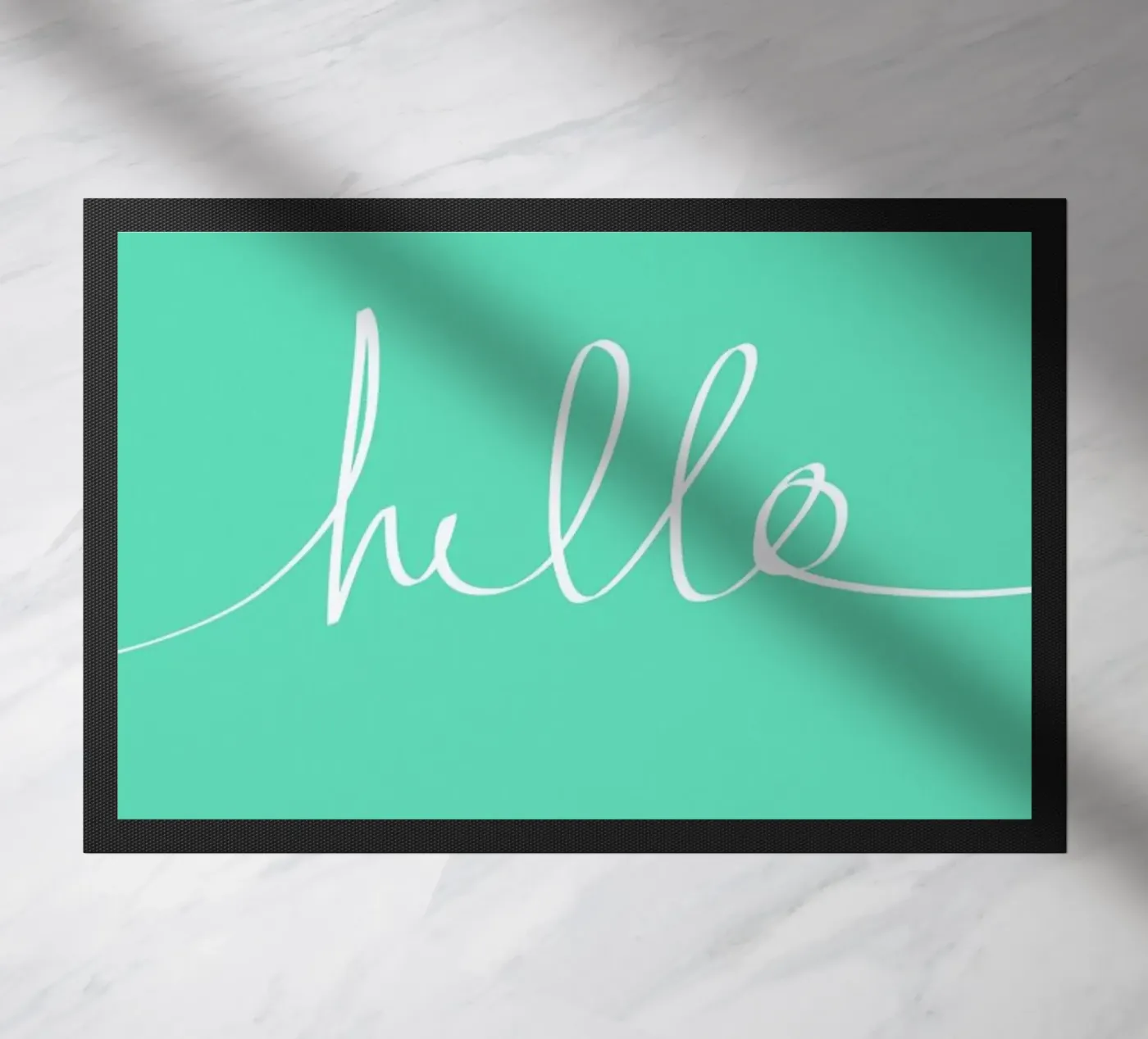 Hello Mint Fußmatte von Leah Flores