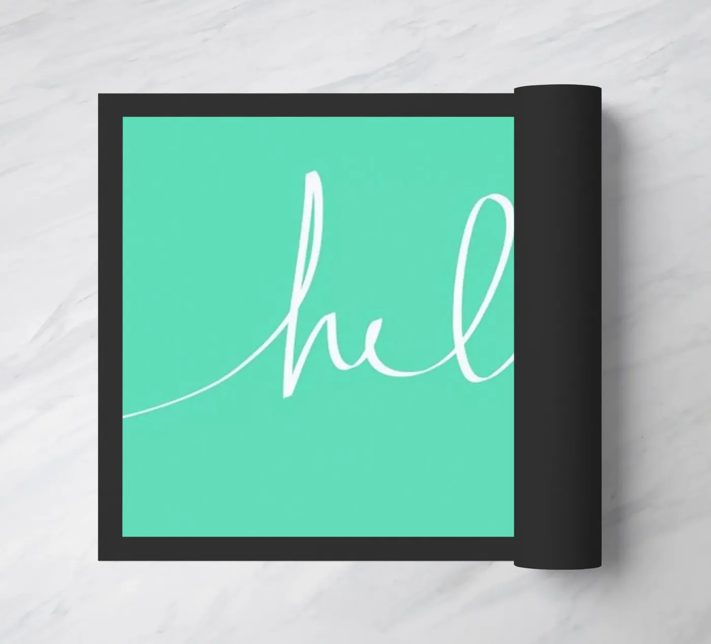 Hello Mint Fußmatte von Leah Flores
