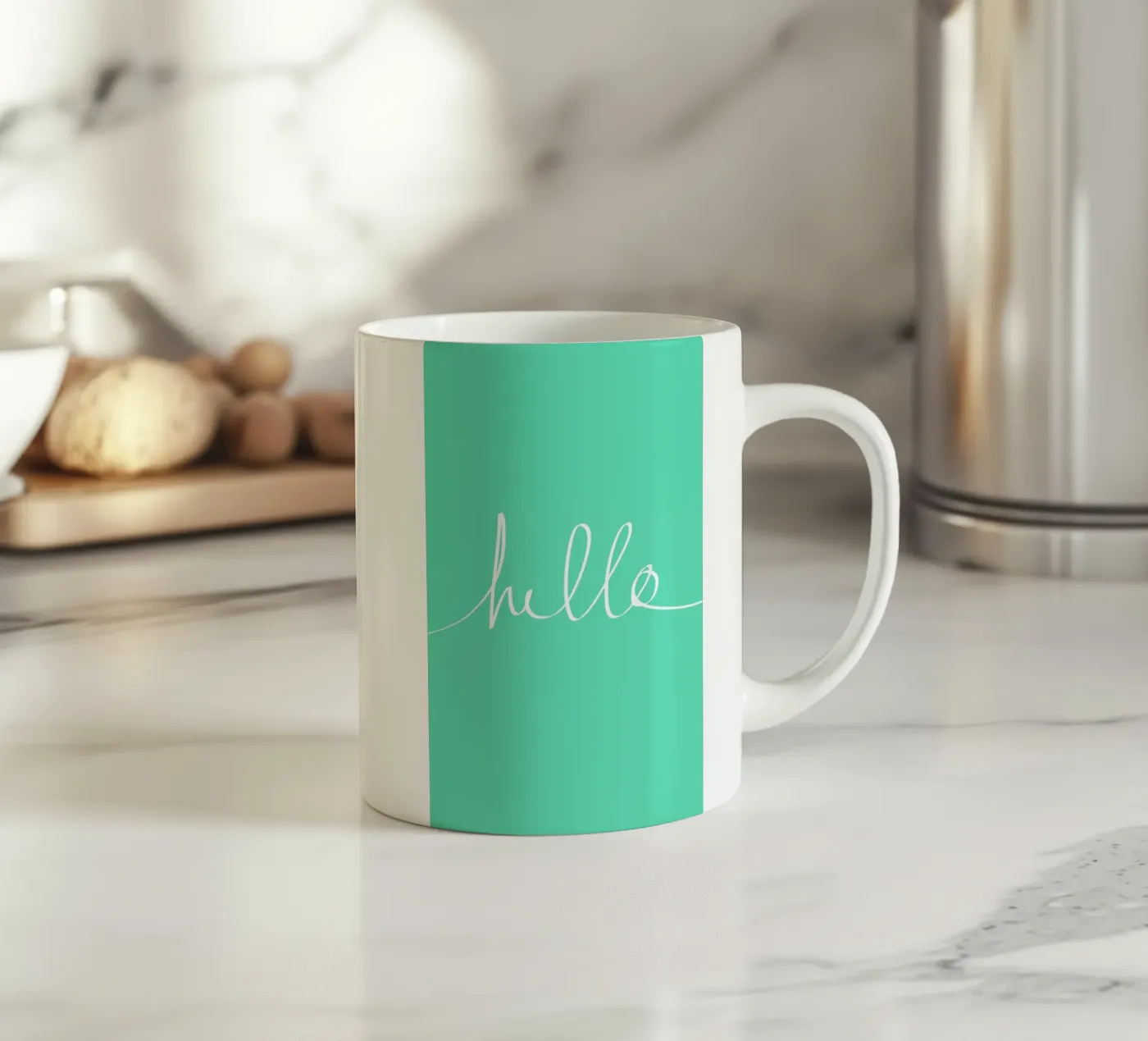 Hello Mint mug en céramique de Leah Flores